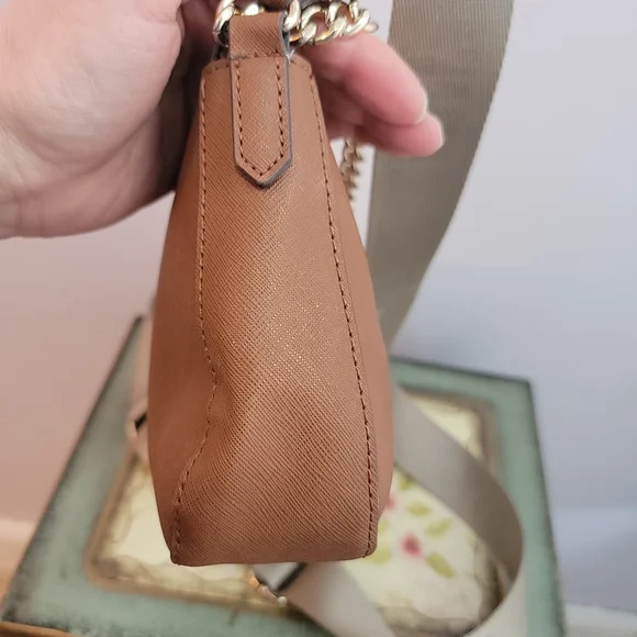 DKNY Brown Vegan Leather  Crossbody with Coin Purse with DKNY Guitar Strap - Picture 11 of 13